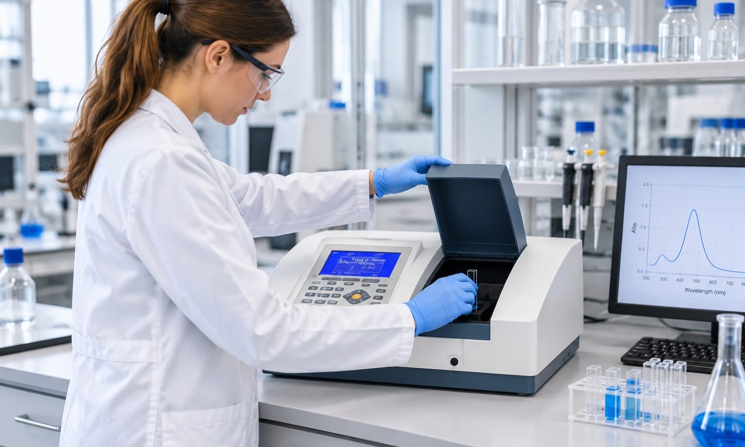 Amber autosampler vials, a microsyringe and a gas chromatography column