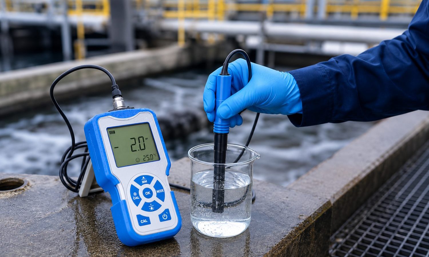 Service engineer adjusting the sample compartment of a spectrophotometer